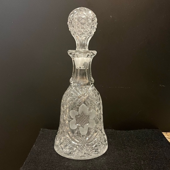 Vintage Other - Vintage Pressed Glass Decanter with Floral Star Motif